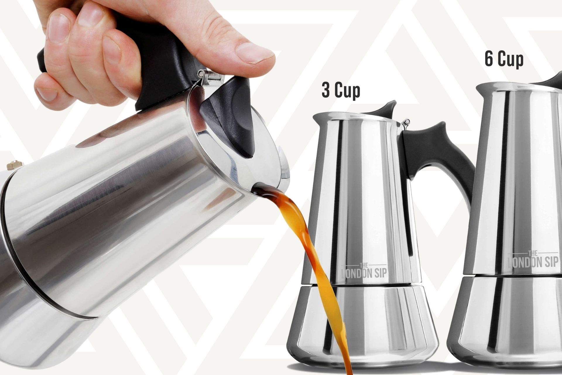 London Sip 3 Cup Stainless Steel Espresso Maker